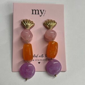 My Jewellery 3.5”Lucite Plastic Premium Sainless Steel Posts Earrings - New